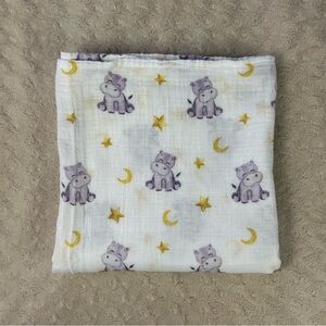 San Francisco Baby Hippo Swaddle Blanket Purple White Moon Stars Bamboo Blend
